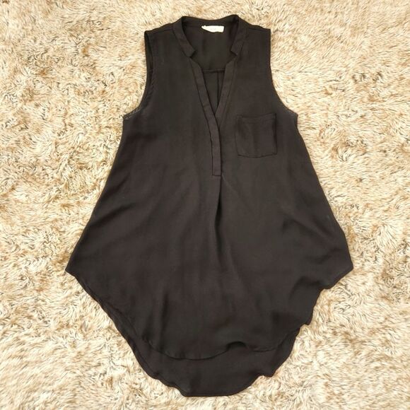 Lush V-Neck Sleeveless High-Low Hem Blouse Black Women's Size Small - Picture 1 of 11